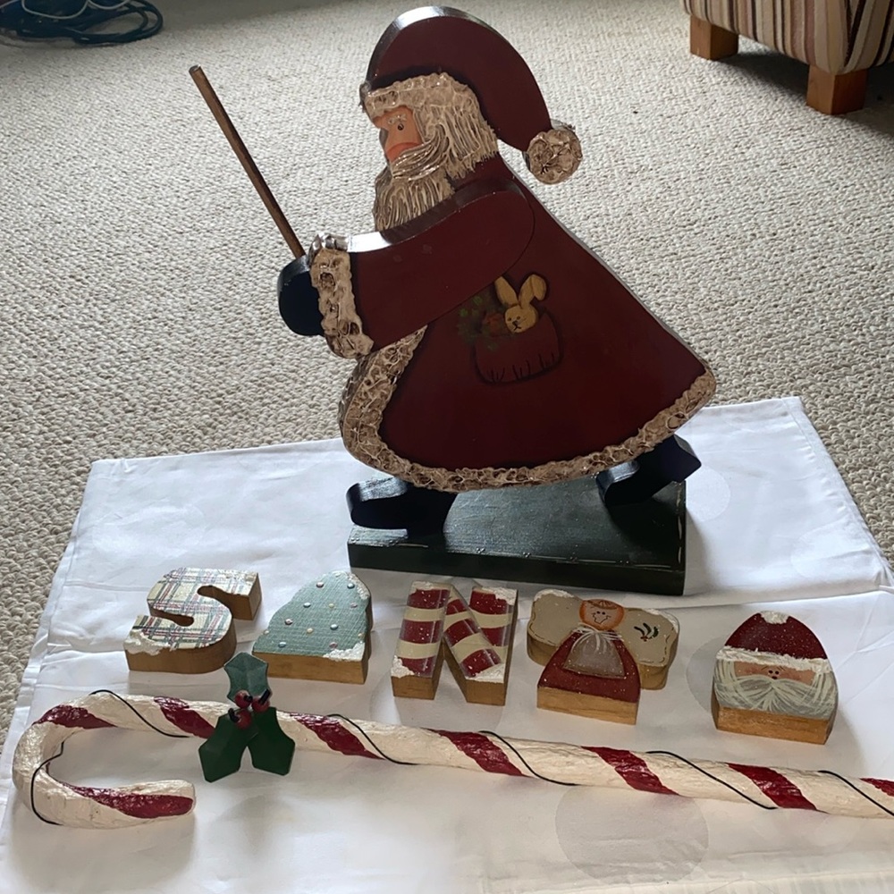 Painted wood Christmas Decorations